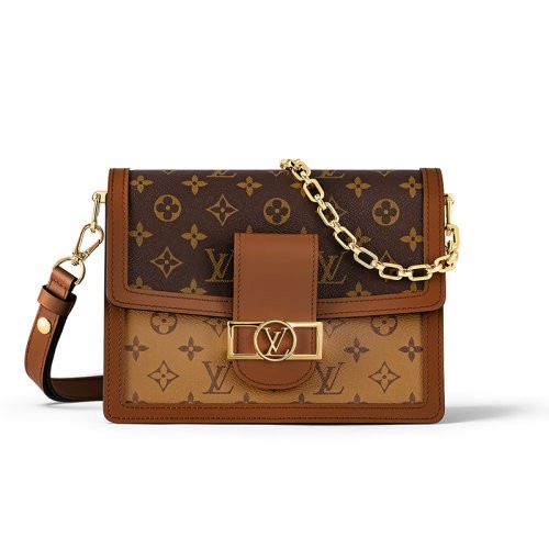 【新品包包】LV/路易威登 24新款女士中号棕黑色帆布翻盖开合单肩包M45958