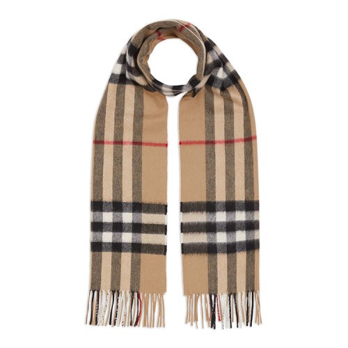 【服装】BURBERRY/博柏利 巴宝莉围巾 女士米色羊绒经典时尚格纹流苏围巾/披肩围巾 80181731