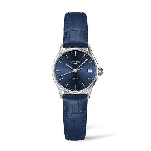 预订1-2周LONGINES浪琴 律雅系男女蓝表盘蓝皮革精钢自动腕表25mmL43604922（新品手表）