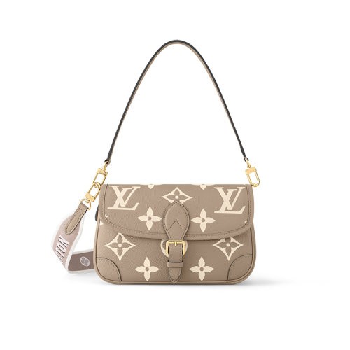 【新品包包】LV/路易威登 24新款 Diane 女士鸽子米色皮革老花黛安包M46583（04促销产品）